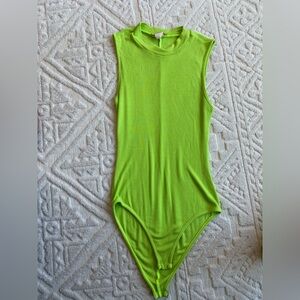 Short Sleeve Mock Neck Lime Green Bodysuit